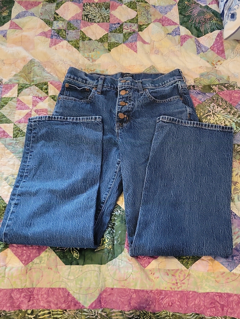 J. Crew Dark Blue High-Rise Button-Fly Jeans